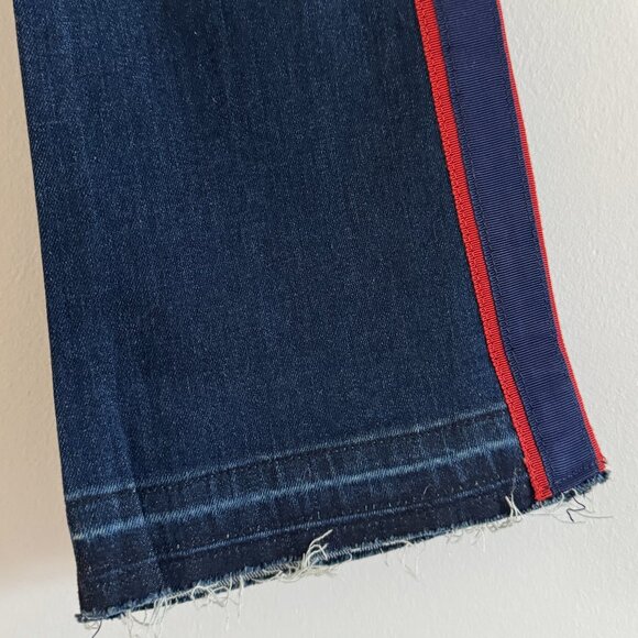 Veronica Beard Navy Stripe Button-Fly Flare Jeans | Size 29 - Picture 5 of 9